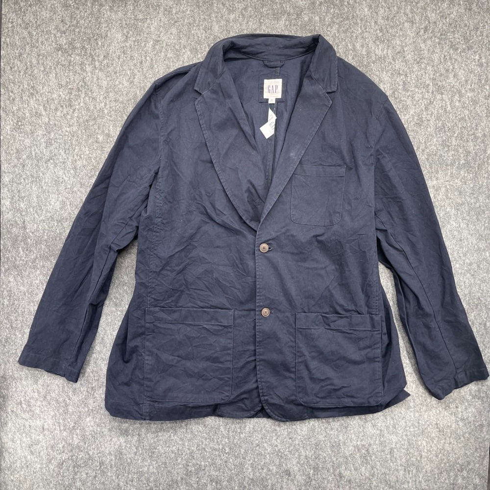 Gap Blazer Mens XXL Sport Coat Navy Blue Cotton Twill Two Button New